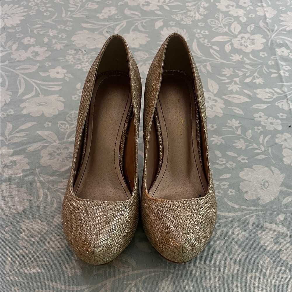 Charlotte Russe Shimmering Gold Heels